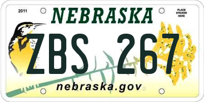 NE license plate ZBS267