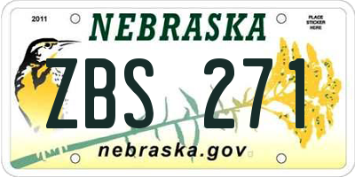 NE license plate ZBS271