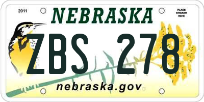 NE license plate ZBS278