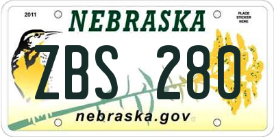 NE license plate ZBS280