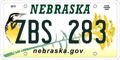 NE license plate ZBS283
