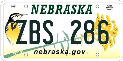 NE license plate ZBS286
