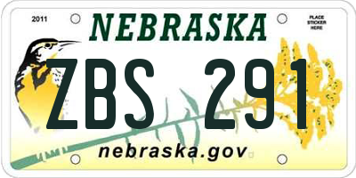 NE license plate ZBS291