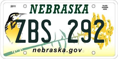 NE license plate ZBS292