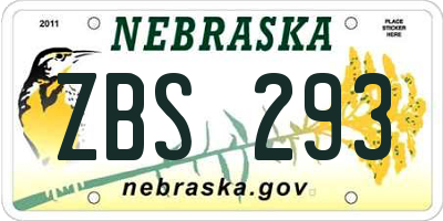 NE license plate ZBS293