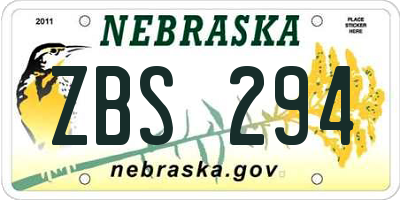NE license plate ZBS294