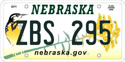 NE license plate ZBS295
