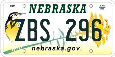 NE license plate ZBS296