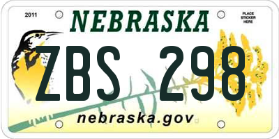 NE license plate ZBS298