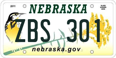 NE license plate ZBS301