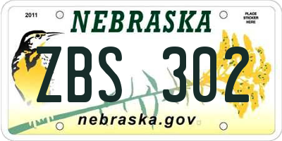 NE license plate ZBS302