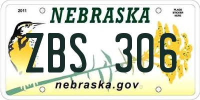 NE license plate ZBS306