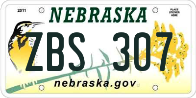NE license plate ZBS307