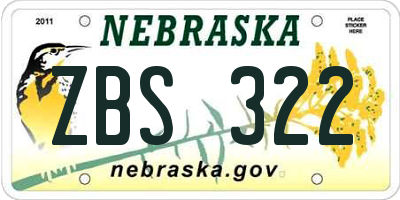 NE license plate ZBS322