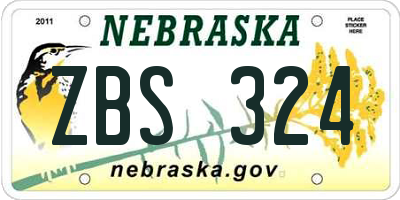 NE license plate ZBS324
