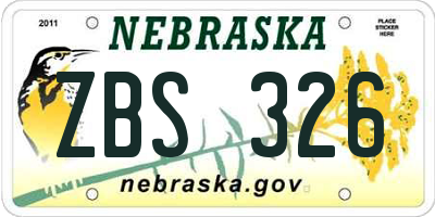 NE license plate ZBS326
