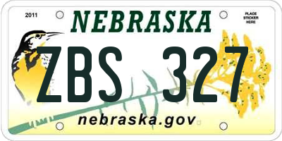 NE license plate ZBS327