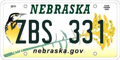 NE license plate ZBS331