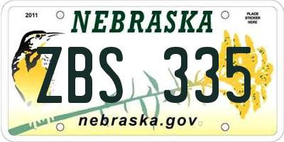 NE license plate ZBS335