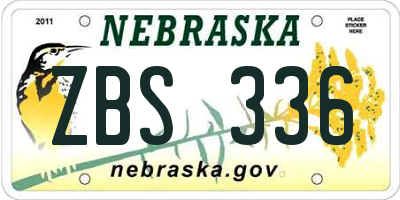 NE license plate ZBS336