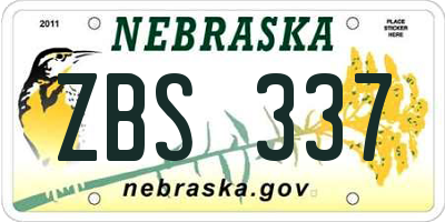 NE license plate ZBS337