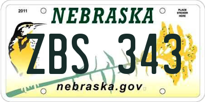 NE license plate ZBS343