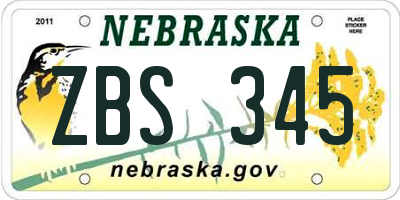 NE license plate ZBS345