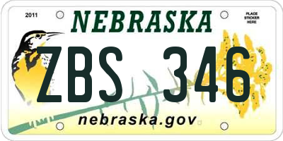 NE license plate ZBS346