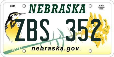NE license plate ZBS352