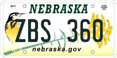 NE license plate ZBS360