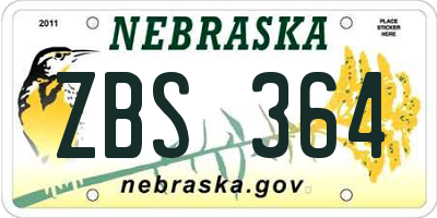 NE license plate ZBS364