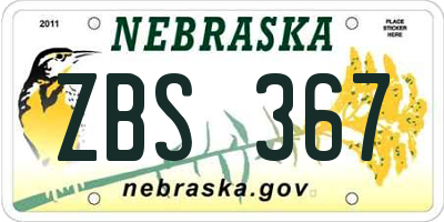 NE license plate ZBS367