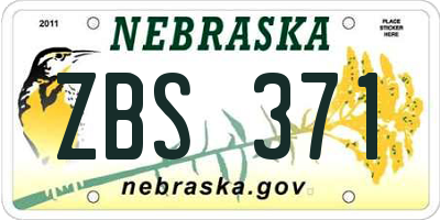 NE license plate ZBS371