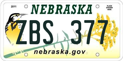 NE license plate ZBS377