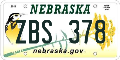 NE license plate ZBS378