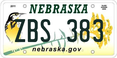 NE license plate ZBS383