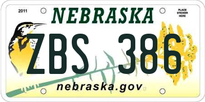 NE license plate ZBS386