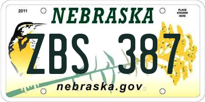 NE license plate ZBS387