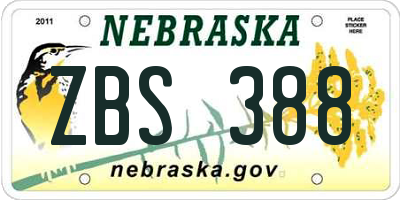 NE license plate ZBS388