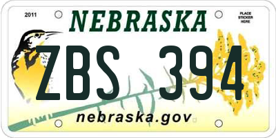 NE license plate ZBS394
