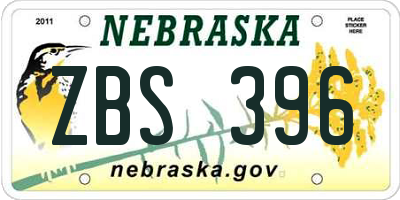 NE license plate ZBS396