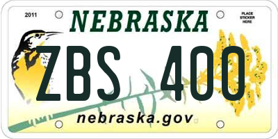 NE license plate ZBS400