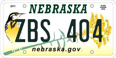 NE license plate ZBS404
