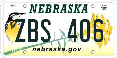 NE license plate ZBS406