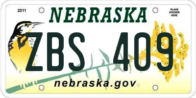 NE license plate ZBS409