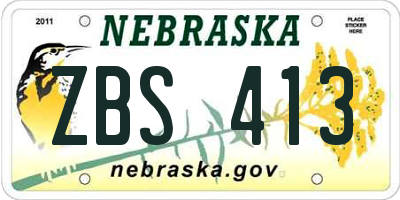 NE license plate ZBS413