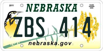 NE license plate ZBS414