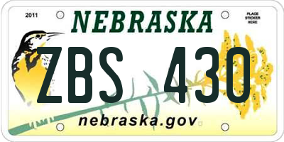 NE license plate ZBS430