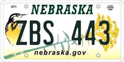 NE license plate ZBS443