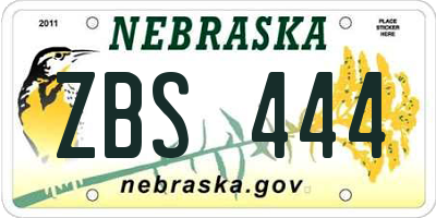 NE license plate ZBS444